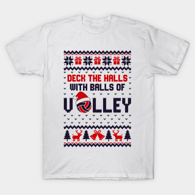 Ugly Christmas Sweater Volleyball T-Shirt by Hobbybox